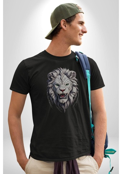 Siyah Kaplan Kükreme Unisex Unisex Siyah Organik Baskılı T-shirt Penye Yüksek Kalite Siyah