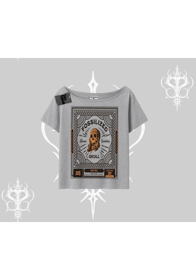 Tarzsokak Kayık Yaka Tshirt Fossilized Skull Underground Archive Gri