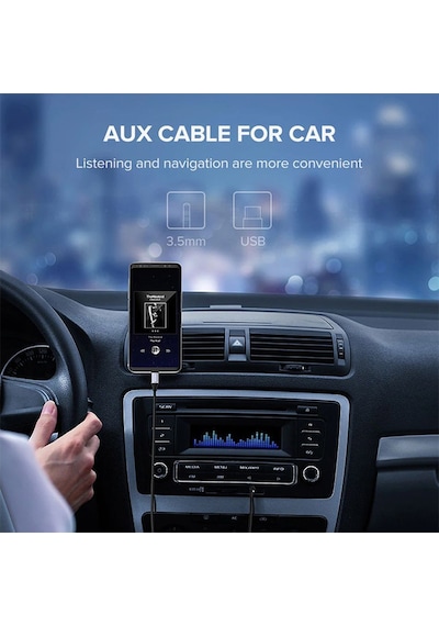 Type c usb c to Aux 3.5 mm erkek Jack type c aux kablo 1m siyah