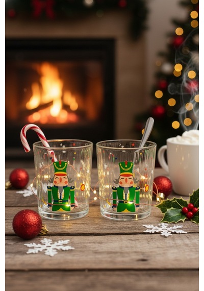 Nutcracker 2'li Optik Meşrubat Bardağı 360 Ml Kırmızı