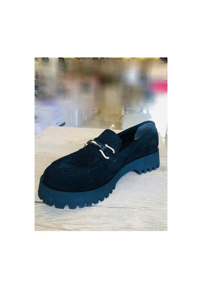 Punto Ac572512 Süet Loafer Tokalı Günlük Kadın Ayakkabı Siyah