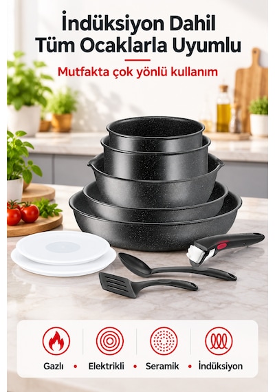 Ingenio Black Stone L3999402 Set 10 Parça- Induction Siyah
