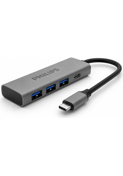 Philips Swr5041/00 Usb-c 4'ü 1 Arada Usb 3.0 Hub, 3x Usb-a + 1x Usb-c, 5gbps Veri Aktarımı