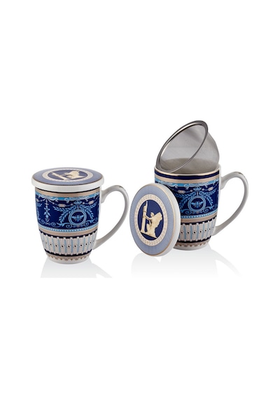 Porselen Blue Banube Filtreli Kupa Kapaklı 12cm