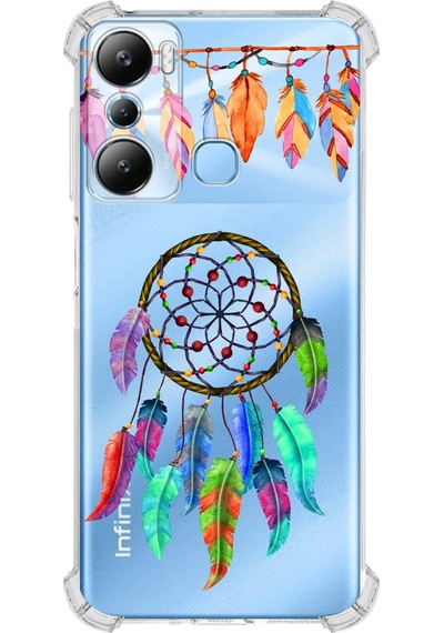 Prinrify İnfinix Hot 20i Uyumlu Nazar Boncuğu 6 Baskılı Şeffaf Köşe Korumalı Antişok Kılıf