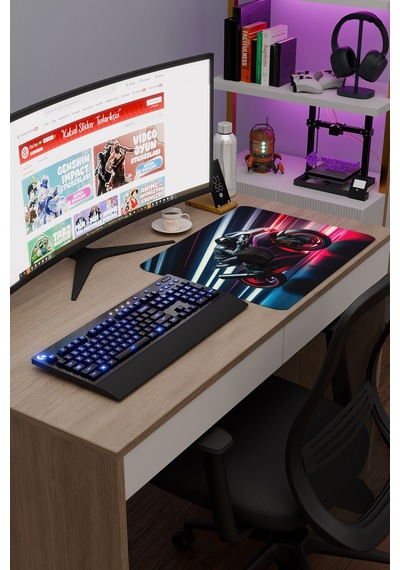 Motorsiklet Kaymaz Dikişli Kauçuk Oyuncu Mousepad V3 - 48x40 Xl Gaming Mouse Pad Fare Altlığı