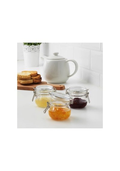 Ikea Korken 3'lü Gıda Kavanozu Seti 130 Ml 7 X 7 Cm Şeffaf