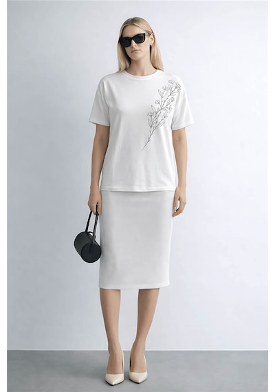 Fashion Friends Baskılı Ekru Kadın Bluz 26y0229k1