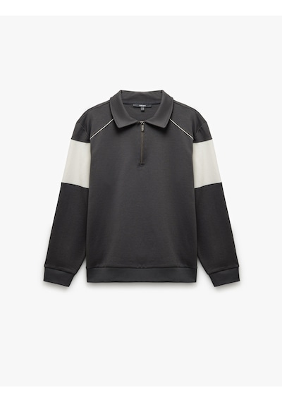 Koton Pamuklu Renk Bloklu Uzun Kollu Yarım Fermuarlı Sweatshirt Antrasit 5sam70034mk Antrasit Koton Pamuklu Renk Bloklu Uzun Kollu Yarım Fermuarlı Sweatshirt Antrasit 5sam70034mk Antrasit
