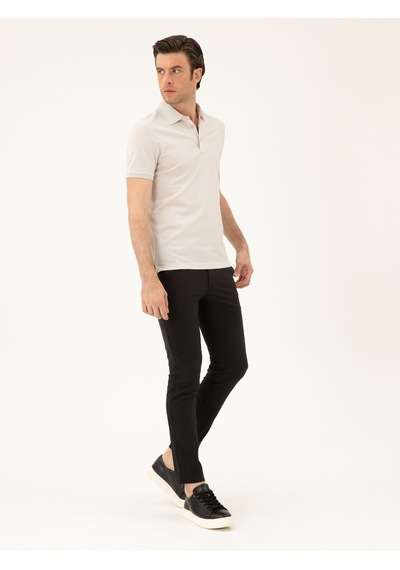 Açık Gri Slim Fit Polo Yaka Merserize T-shirt