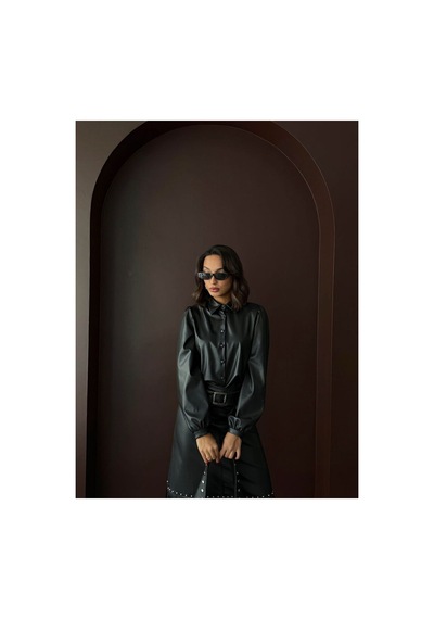 Verymoda Suni Deri Gömlek - F2044 SİYAH