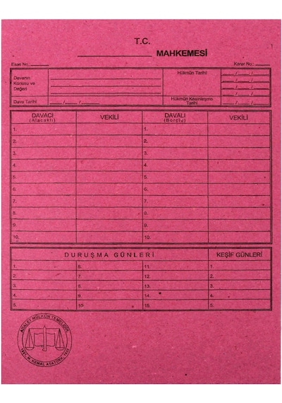 Dava Mahkeme İcra Dosyası 50'li Pembe
