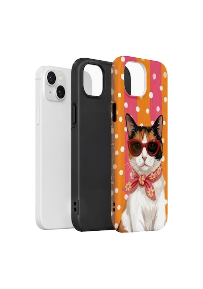 Velvoria Valestra Turuncu Retro Kedi Apple iPhone Uyumlu 14 Darbe Korumalı Kılıf Valestra Select - Turuncu Retro Kedi