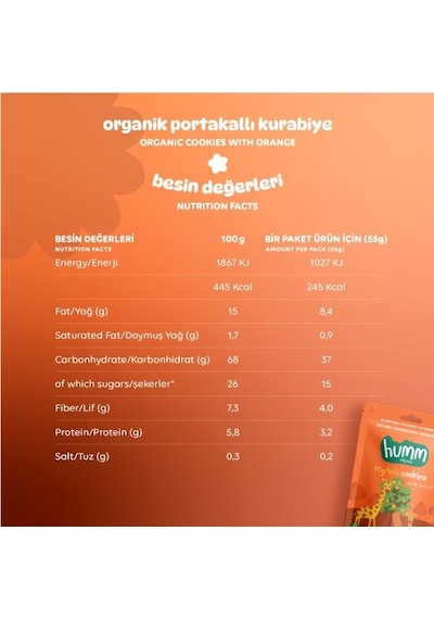 Organik Vegan Portakallı Kurabiye- 3 Adet 165 G