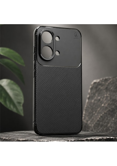 Xiaomi Poco X8 Pro Max Uyumlu Kılıf Karbon Tasarım Kamera Korumalı Silikon Telefon Kılıfı Kapak Siyah