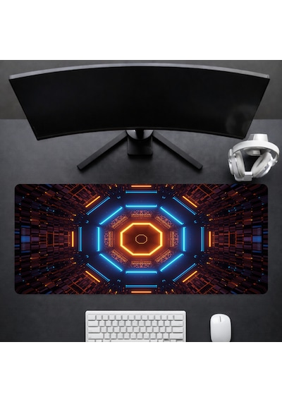 90x40 Cm Desenli Oyuncu Gaming Mouse Pad Kaymaz Kauçuk Taban Fare Altlığı Xxl Neonstrike Serisi 03