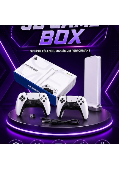 20.000+ Oyunlu Retro Oyun Konsolu 2 Kablosuz Kontrolcü, 4k Hd, Hdmı Ve Rca