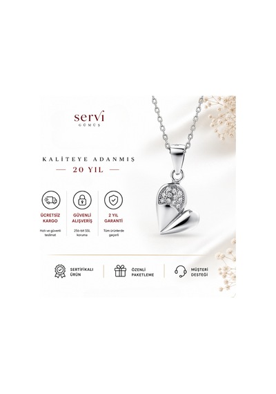 Servi 925 Ayar Gümüş Pure Heart Kolye-14