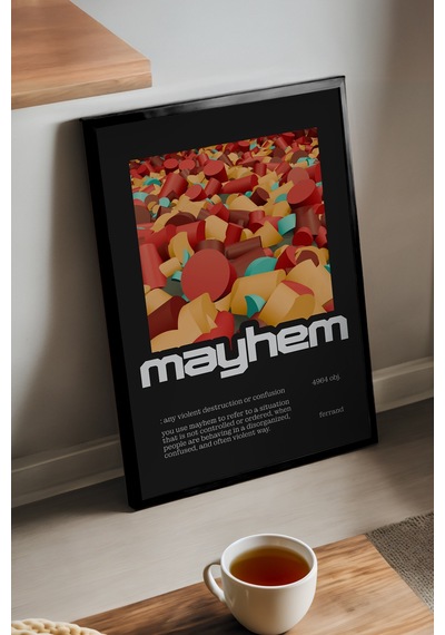 Mayhem Siyah Ahşap Çerçeveli Poster, Dekoratif Hediyelik Duvar Tablosu