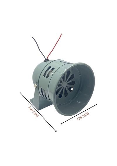 24v Motorlu Siren Metal Büyük Tip 400 Hz Gri 130 160 Mm