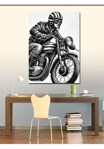 Kanvas Tablo Motorcu Ve Macera 100cmx140cm