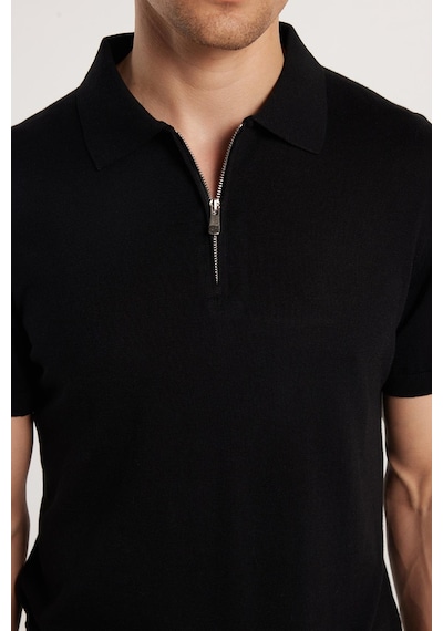 Tudors Erkek Slim Fit Dar Kesim Pamuklu Örme Triko Fermuarlı Siyah Polo Yaka Tişört-33178 Siyah Tudors Erkek Slim Fit Dar Kesim Pamuklu Örme Triko Fermuarlı Siyah Polo Yaka Tişört-33178 Siyah