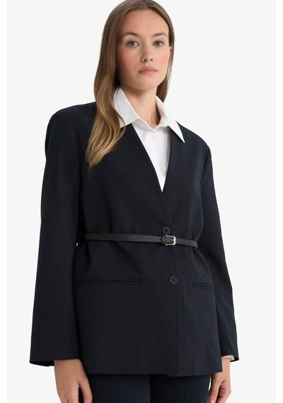 Defacto Regular Fit Ceket Yaka Blazer Ceket F6104ax25aunv243 Lacivert