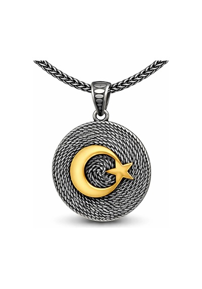 Gümüş Ay Yıldızlı Erkek Kolye 01 - Gold 83452359