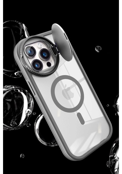 Apple, Uyumlu iPhone 14 Pro Max Kılıf Teleskop Lens Magsafe Silikon Kapak - Siyah