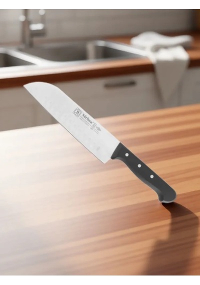Sürmene Şef Aşçı Bıçağı Profesyonel Oluklu Santoku Bıçağı 31 Cm Pimli Sap Sürbisa 61095