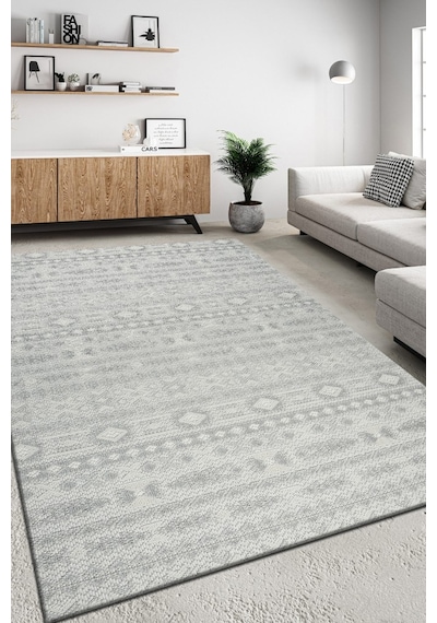 Modern Tasarımlı Jüt Dokuma Loop Sisal Gri Renk Halı Krem