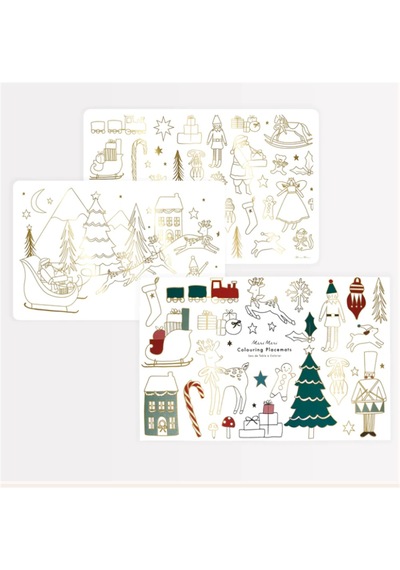 Meri Meri - Christmas Colouring Placemats - Yeni Yıl Boyamalı Amerikan Servisi - 8'li