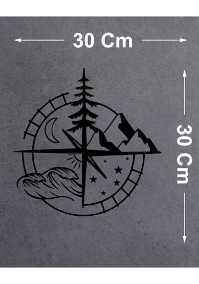 Pusula Dağ Orman Deniz Sticker - Araba Off Road 4x4 Karavan Motosiklet Sticker -00208 30x30 Cm