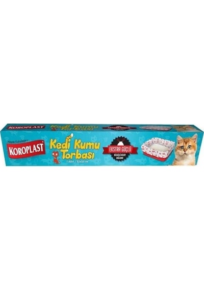 Koroplast Büzgülü Ekstra Güçlü Kedi Kumu Poşedi 82 x 50 CM 7'li