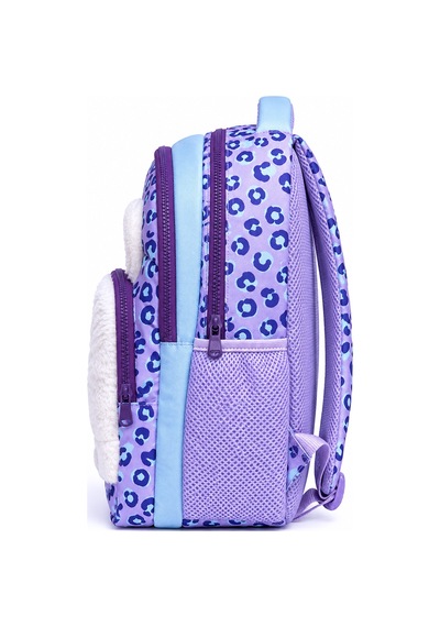Denokids Kız Çocuk Okul Çantası Peluş Leopar Cepli 3 Bölmeli – Su İtici Kumaş