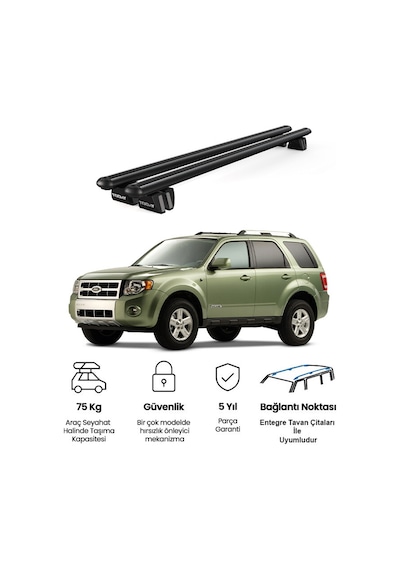 Pençe Ford Escape 2008-2012 Uyumlu Siyah Ara Atkı 109cm Port Bagaj Tavan Barı