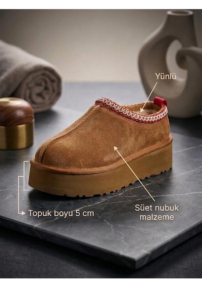 Tazzia Kadın Kürk Detaylı Düşük Bilekli Rahat Bot & Bootie -taba 2028 Vizon