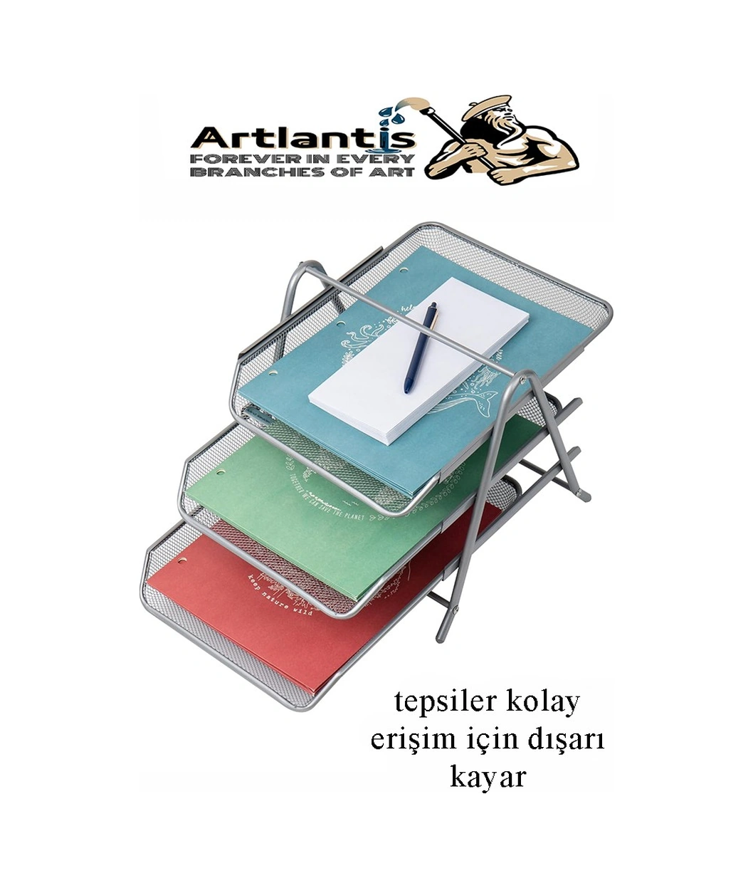 Evrak Rafı Metal 3 Lü Lila 1 Paket Masaüstü A4 Dosya Düzenleyici Kağıt Tepsisi Metal Çelik Fileli Dört Katlı Hareketli Lila