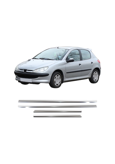 Peugeot 206 Uyumlu 1998-2012 Krom Cam Çıtası 4 Parça Paslanmaz Çelik