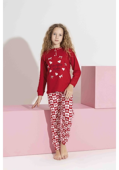 Tarık 10-15 Yaş Kız Çocuk Kalpli Kanaviçe Baskılı İnterlok Pijama Takımı 3192320 - Kırmızı Kırmızı Tarık 10-15 Yaş Kız Çocuk Kalpli Kanaviçe Baskılı İnterlok Pijama Takımı 3192320 - Kırmızı Kırmızı