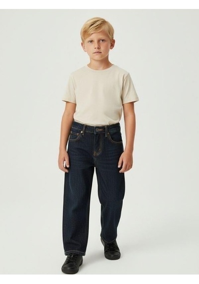 Zekids Erkek Çocuk Geniş Paça Denim Pantolon-16640 Renkli