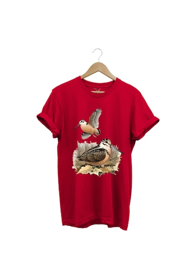 Avcılık Hunter Çulluk Avcılığı Baskılı %100 Pamuk Regular Fit Kırmızı T-shirt Kırmızı