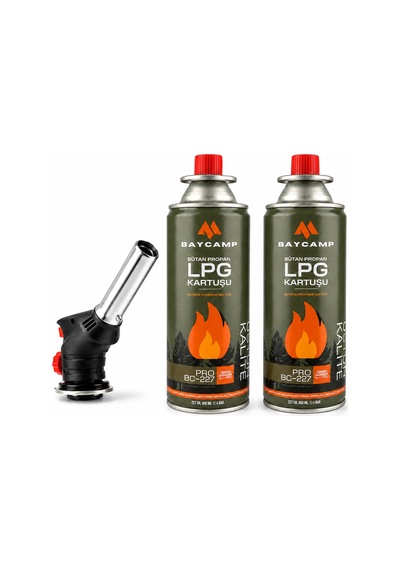 Bc-pro1300 Seramik Yalıtımlı Pürmüz Başlığı + 2 Adet Lpg Kartuş Seti Siyah