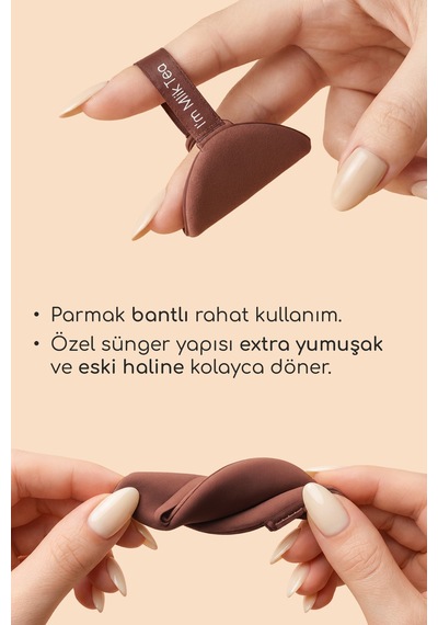 7 Li Yuvarlak Pudra Pufu Makyaj Süngeri Seti Islak/kuru Parmak Bantlı Kutulu Milk Tea Kahve