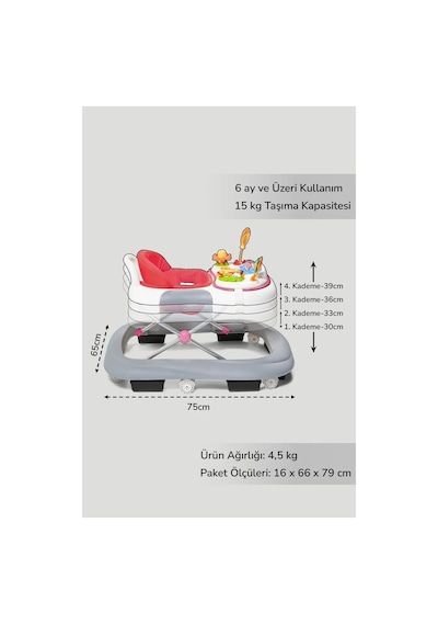 Baby2go 25837 Toodle Pembe Lüks Yürüteç