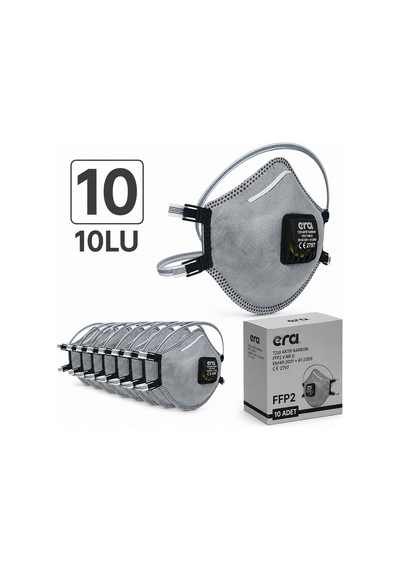 Era 7210 Ffp2 Aktif Karbon Ventilli Solunum Toz Maskesi 10 Lu Paket