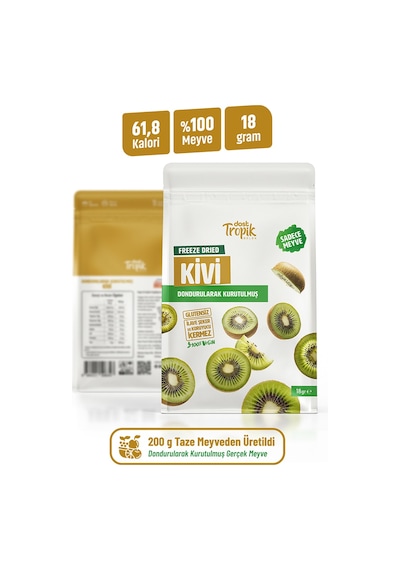 Dondurularak Kurutulmuş Kivi 18 G Freeze Dried Meyve Cipsi Çıtır Meyve Kurusu 5 Adet