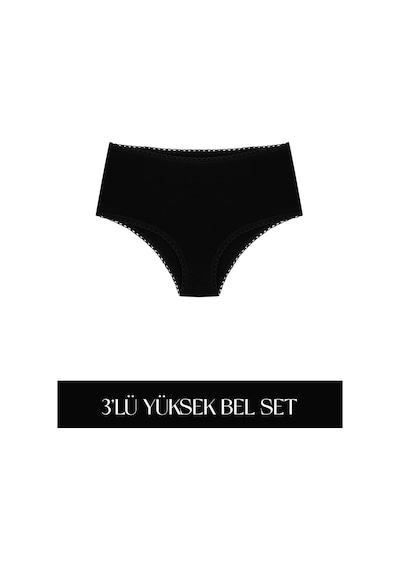 Cotvie 3 Renk Esk Pamuklu Yüksek Bel 3'lü Set Külot Çok Renkli