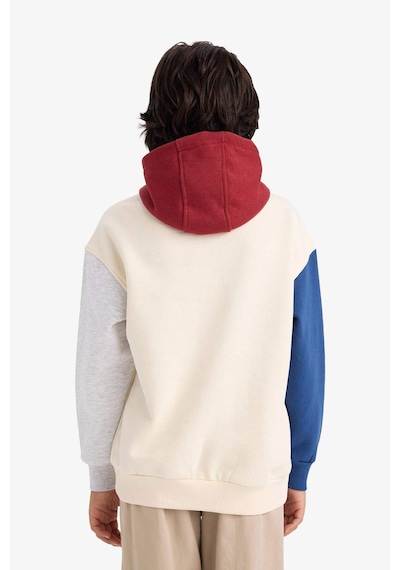 Defacto Erkek Çocuk Oversize Geniş Kalıp Kapüşonlu Baskılı İçi Yumuşak Tüylü Sweatshirt G5561a825cwer233 Ekru-er233