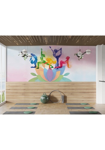 Lotus Çiçekli Spor Salonu Duvar Kağıdı, Pilates Yoga Salonu Duvar